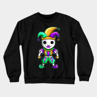 Cute Kawaii Jester With Mask For Mardi Gras Crewneck Sweatshirt